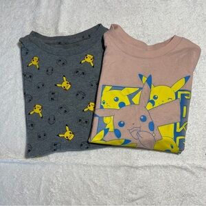 Old Navy Lot Of 2 Pikachu Tee Gender Neutral Kids Size Small/medium Gray Pink‎